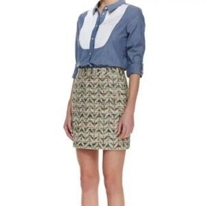 Kate Spade Harper Chevron Print Summer Tweed Mini Skirt Green size 10